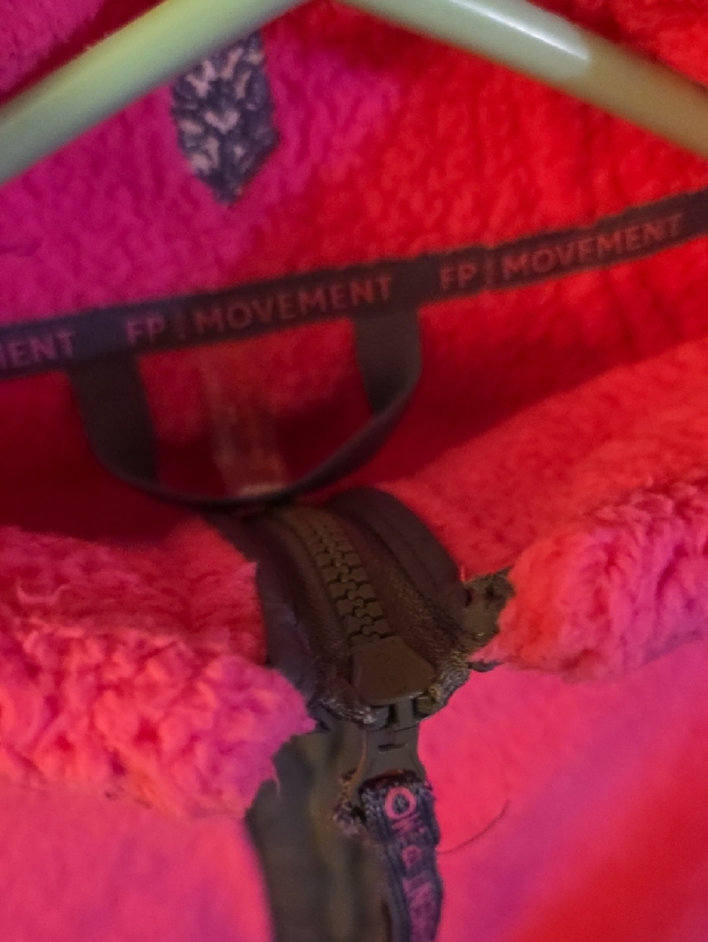 Free People Bright Pink Half-Zip Sherpa Pullover - Picture 2 of 8